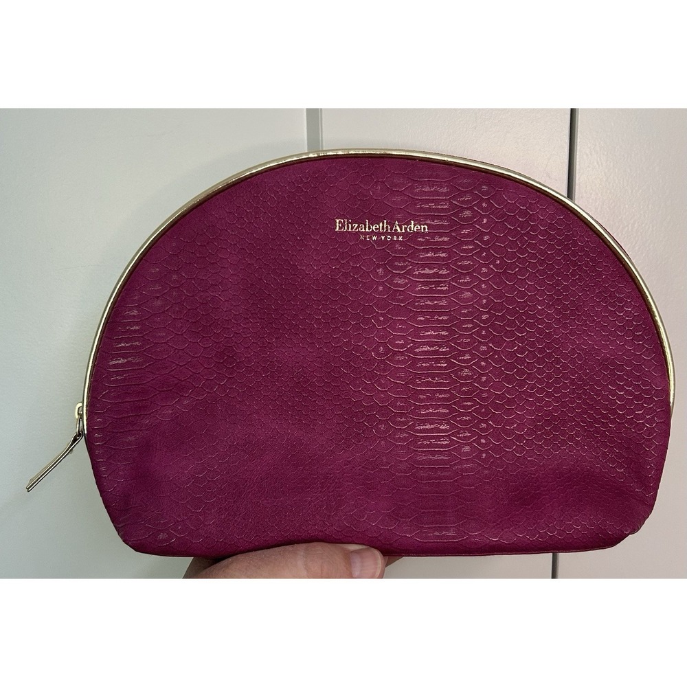 Elizabeth Arden Women's Top Zipper Faux Leather Pink Cosmetic/Makeup Bag